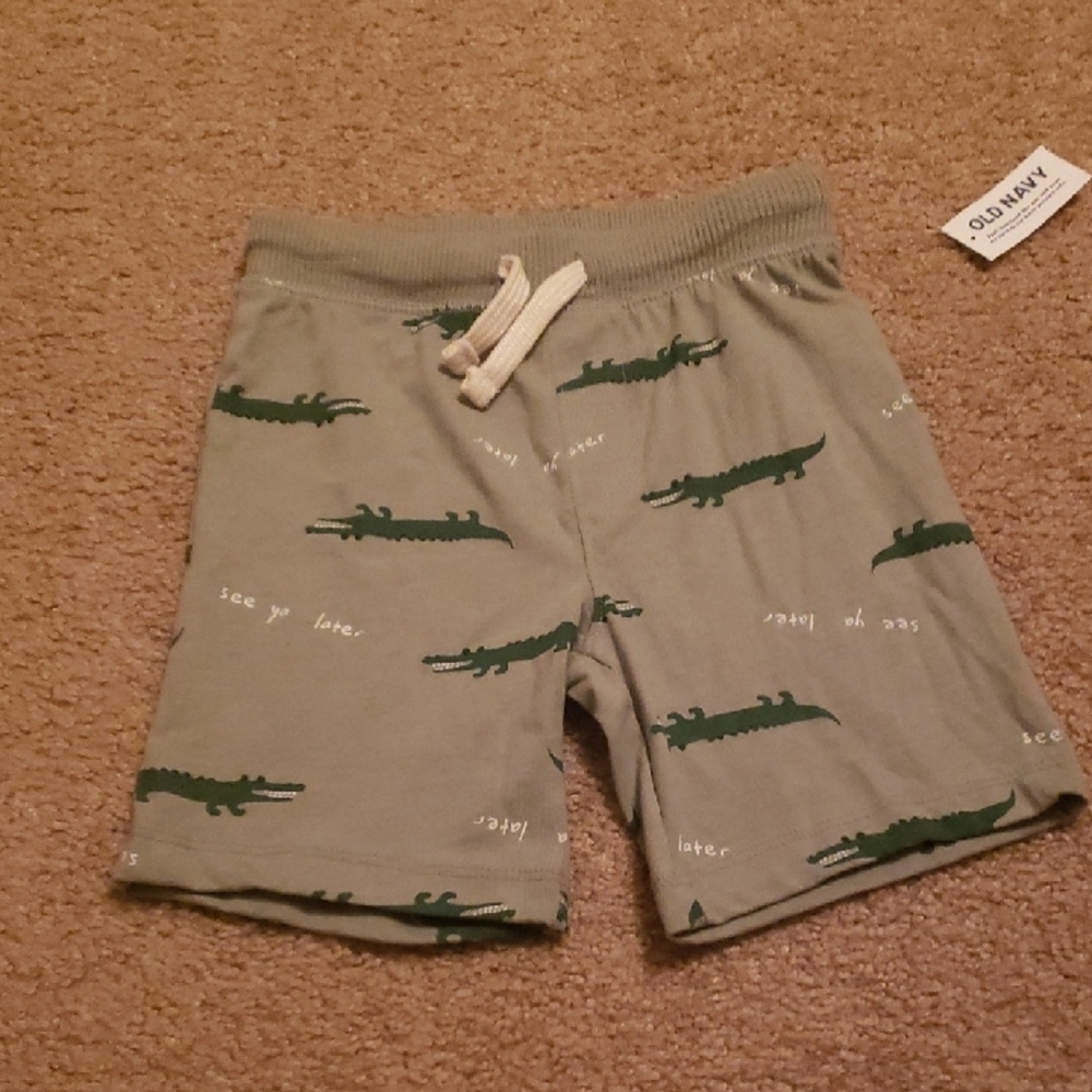 Old Navy 3T Toddler Boys Green See Ya Later Alligator Crocodile Shorts